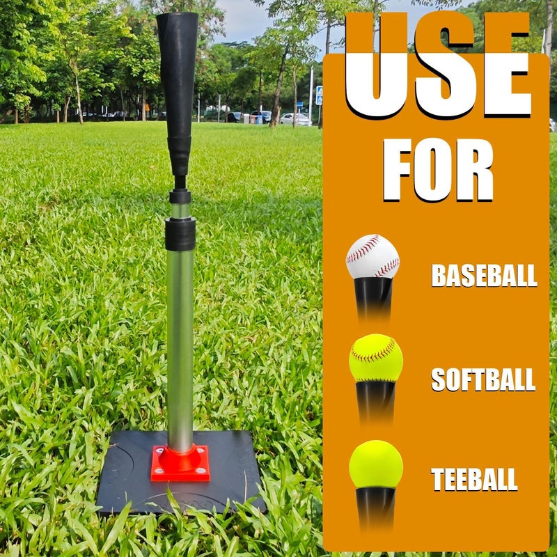 LOMGWAYS Baseball/Softball Batting Tee-(24"-46") Height Adjustable Premium Portable Baseball Tee with Removable Rubber Top and Heavy Duty Base for All Ages - Image 5
